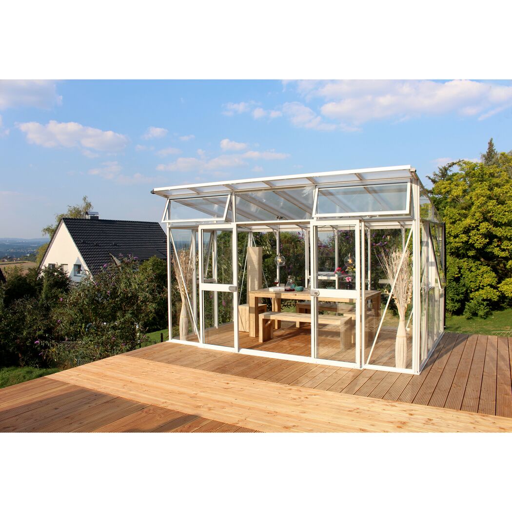 Gewächshaus 'Aphrodite 11500' 395,7 x 275,4 cm mit 3 mm Sicherheitsglas/10 mm Hohlkammerplatten weiß