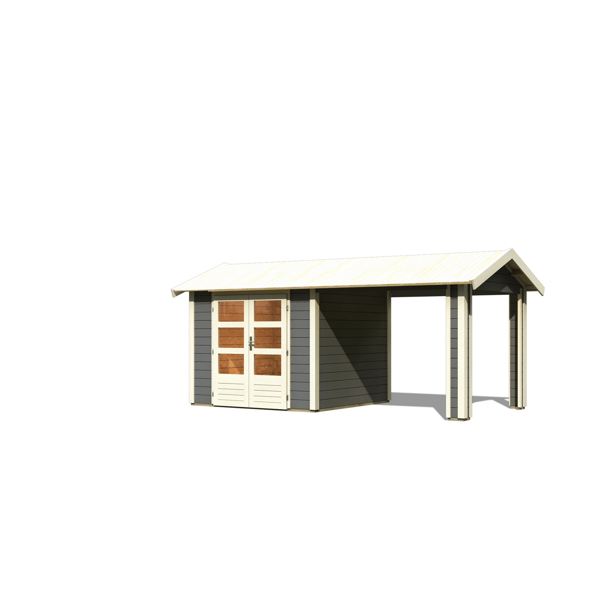 Gartenhaus 'Mylau 3' mit Anbaudach 480 x 244 x 242 cm terragrau + product picture