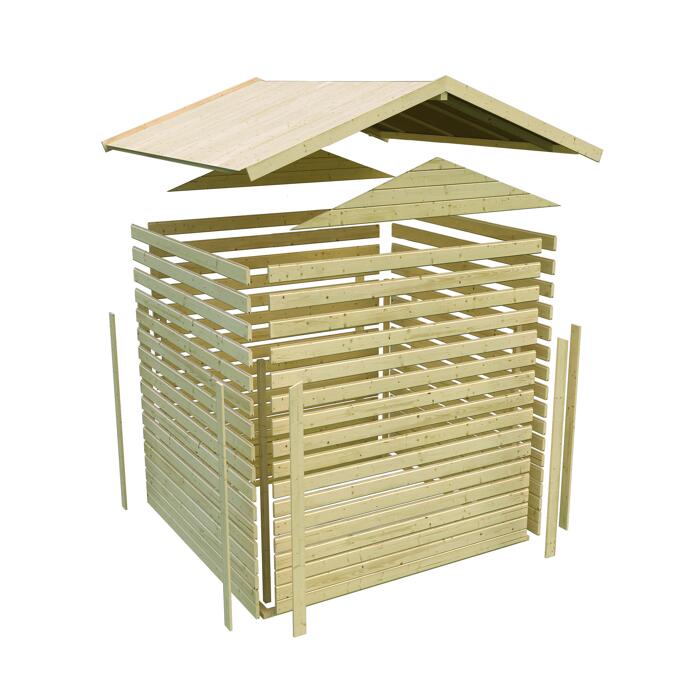 Karibu Gartenhaus 'Mylau 7' mit Anbaudach 600 x 250 x 304 ...