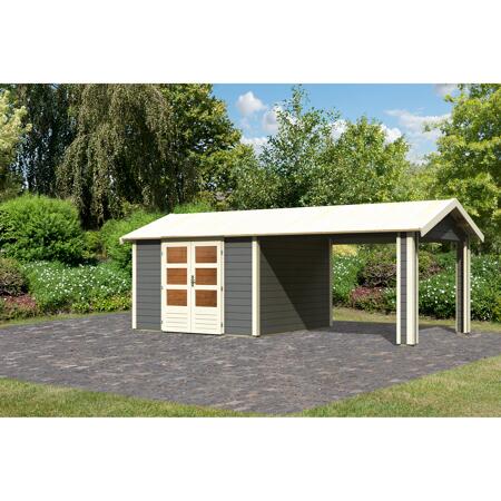 3. Bild von Gartenhaus 'Mylau 7' mit Anbaudach 600 x 304 x 250 cm terragrau