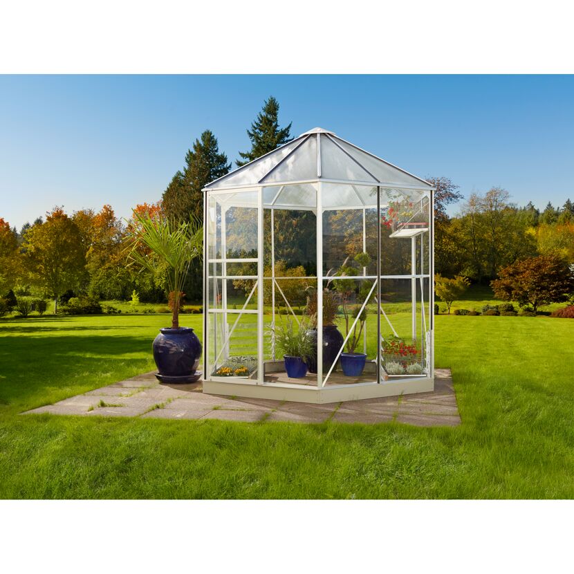 Gewächshaus 'Hera 4500' 221x253 cm mit 3 mm Sicherheitsglas/6 mm Hohlkammerplatten weiß