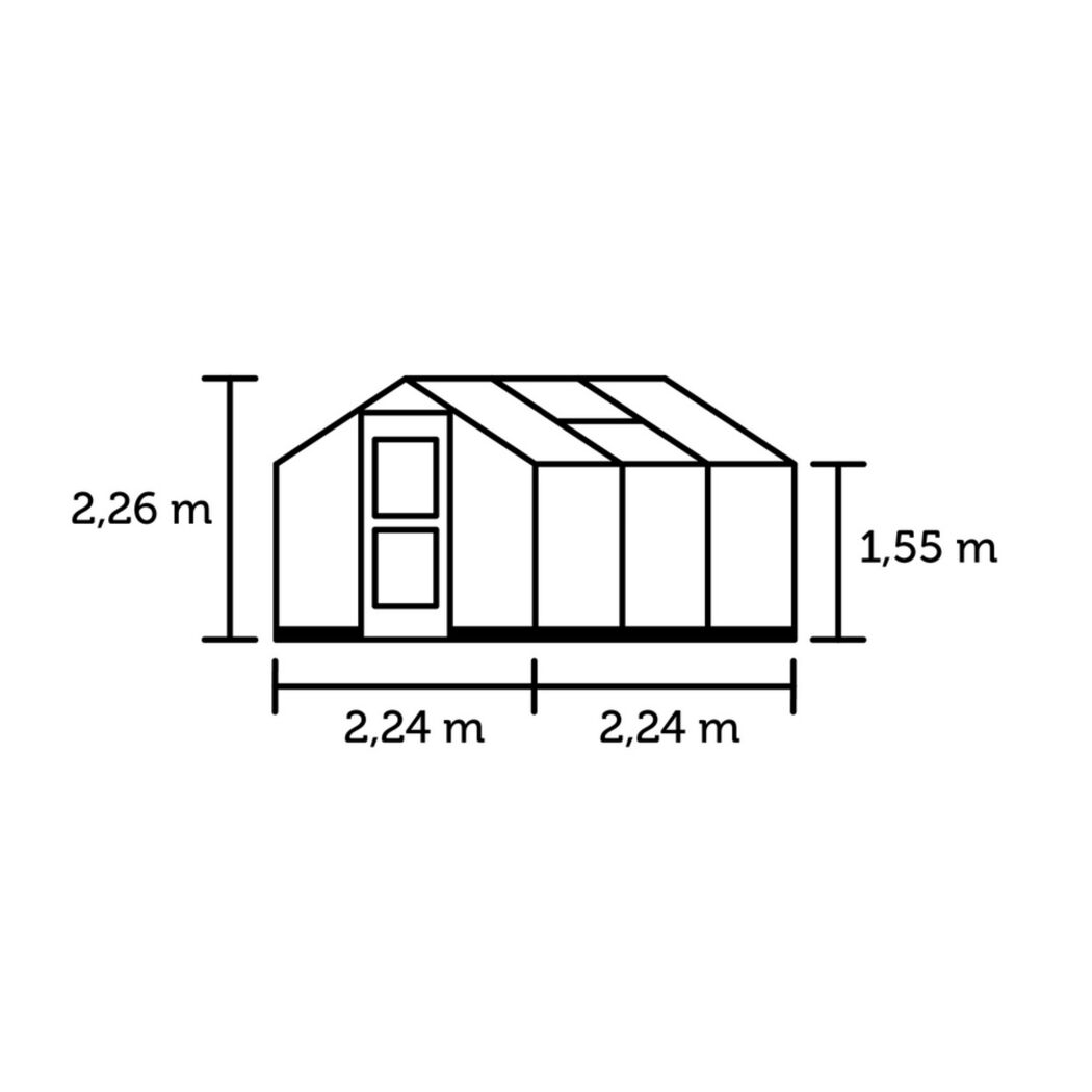 Gewächshaus Compact 5,0 mit Maßen