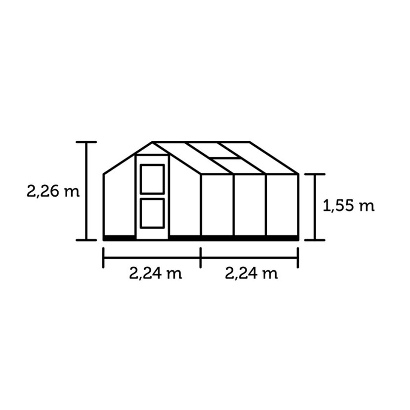 Gewächshaus Compact 5,0 mit Maßen