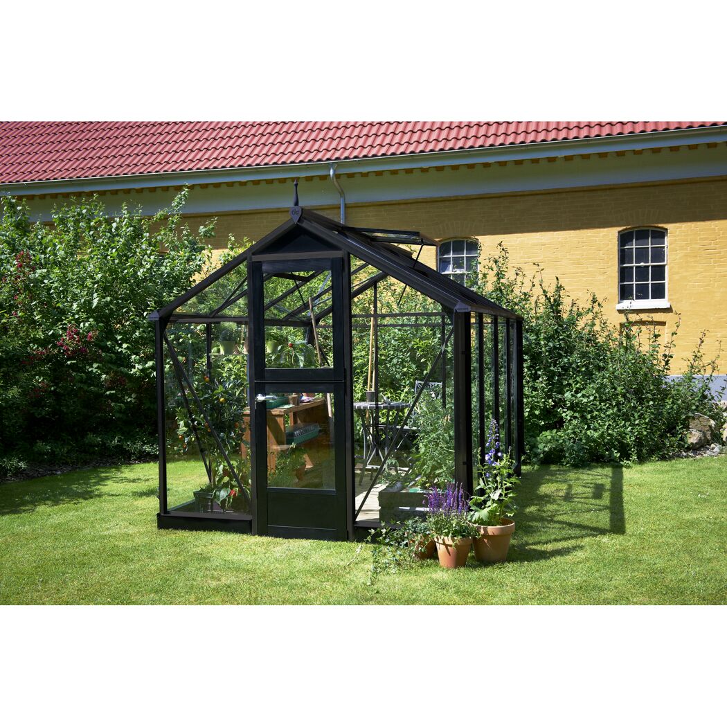 Gewächshaus 'Compact' 224 x 296 cm mit 3 mm Sicherheitsglas anthrazit/schwarz