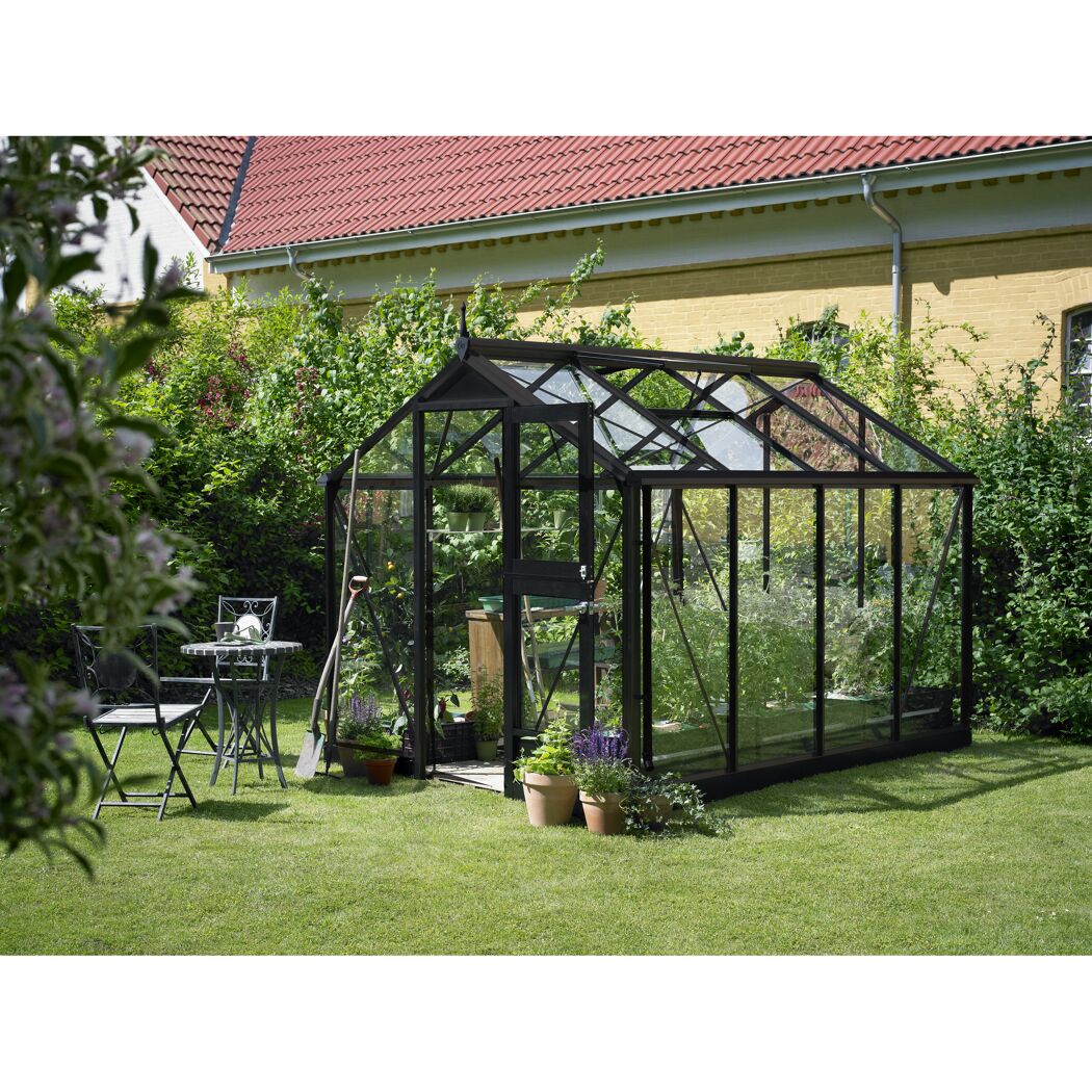 Gewächshaus 'Compact' 224 x 296 cm mit 3 mm Sicherheitsglas anthrazit/schwarz