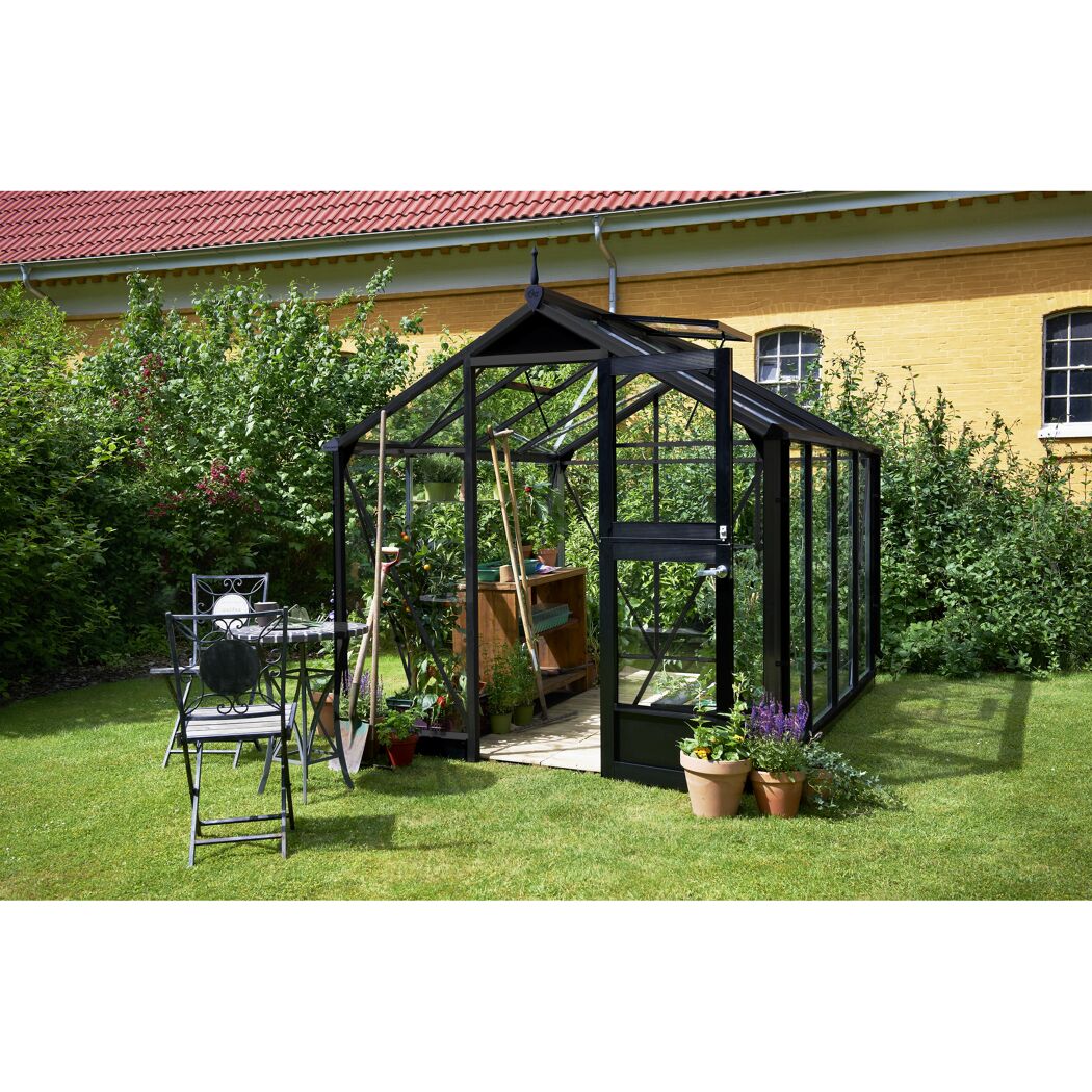 Gewächshaus 'Compact' 224 x 296 cm mit 3 mm Sicherheitsglas anthrazit/schwarz