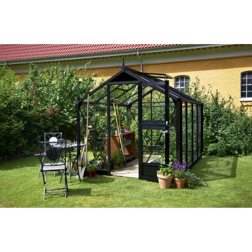 Gewächshaus 'Compact' 224 x 296 cm mit 3 mm Sicherheitsglas anthrazit/schwarz