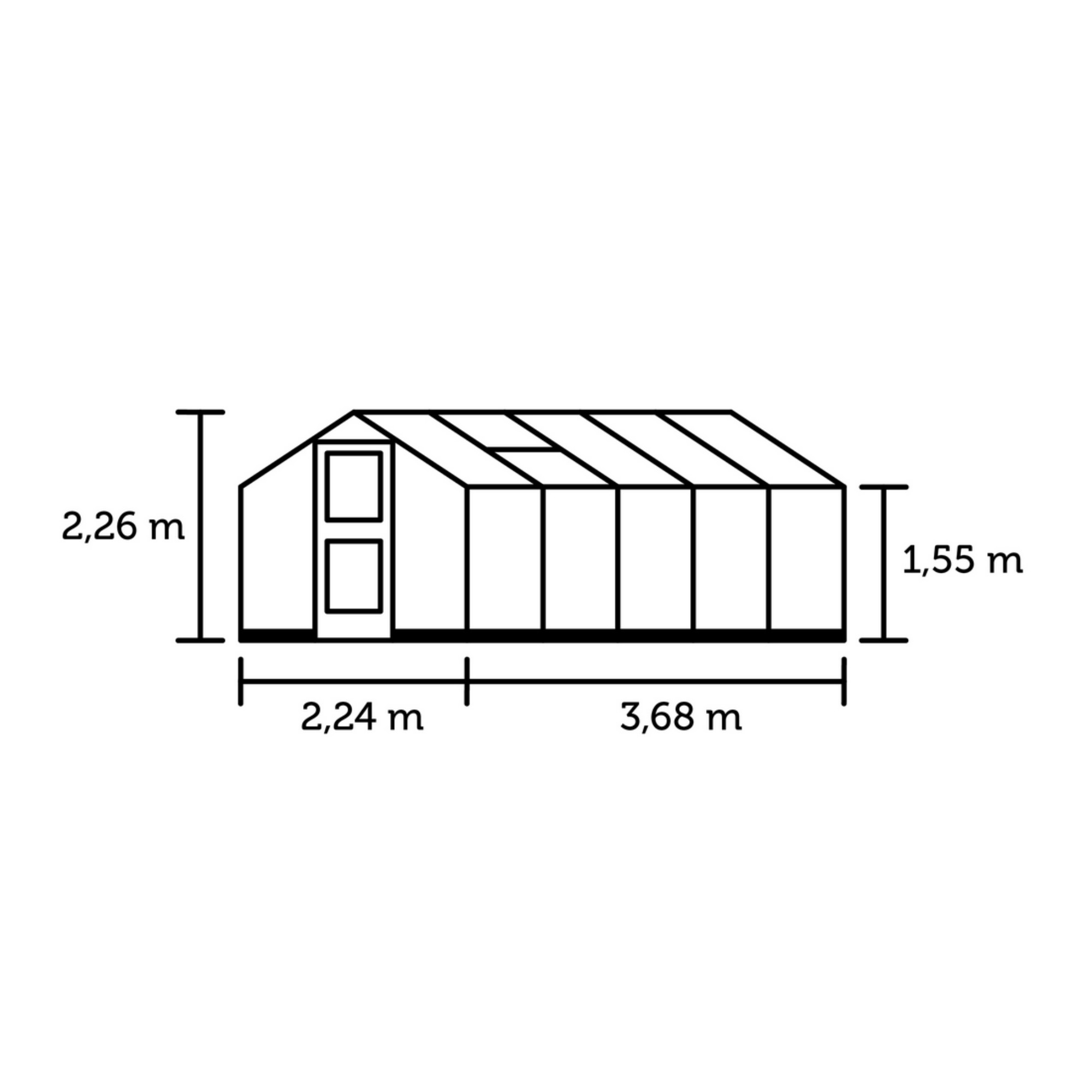 Gewächshaus 'Compact' 8,2 m² 224 x 368 cm 3 mm Sicherheitsglas anthrazit/schwarz + product picture