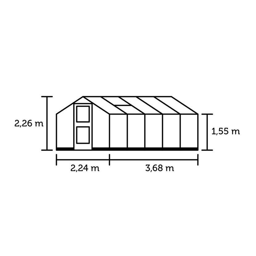 Gewächshaus 'Compact' 224 x 368 cm mit 3 mm Sicherheitsglas anthrazit/schwarz