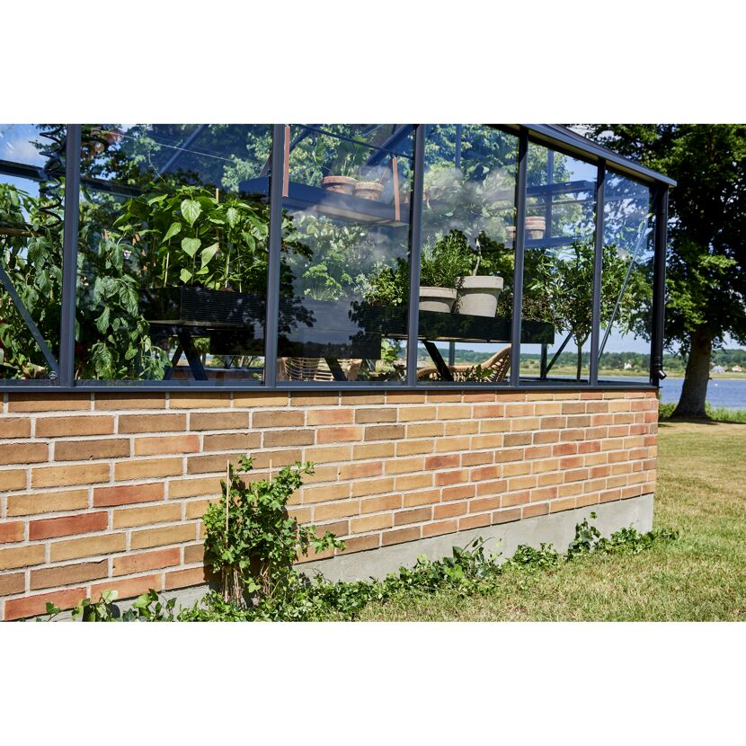 Gewächshaus 'Premium' 296 x 439 cm mit 3 mm Sicherheitsglas anthrazit/schwarz - für Mauer