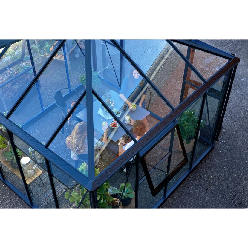 Gewächshaus 'Oase' 296 x 296 cm mit 3 mm Sicherheitsglas anthrazit/schwarz