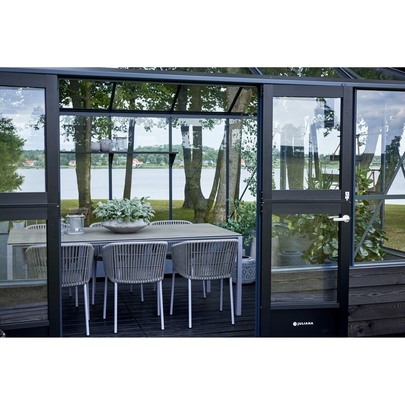 Gewächshaus 'Grand Oase' 439 x 296 cm mit 3 mm Sicherheitsglas anthrazit - für Mauer