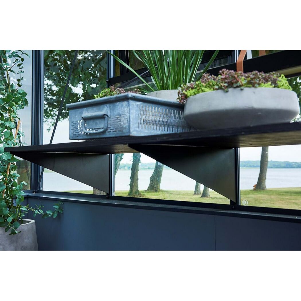 Regalhalter Aluminium schwarz 50 cm, 3 Stück