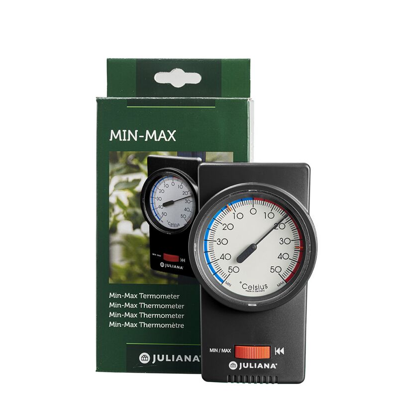 Min-Max-Thermometer für Gewächshäuser, analog, schwarz