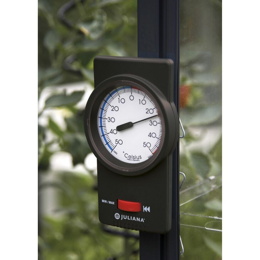 Min-Max-Thermometer für Gewächshäuser, analog, schwarz