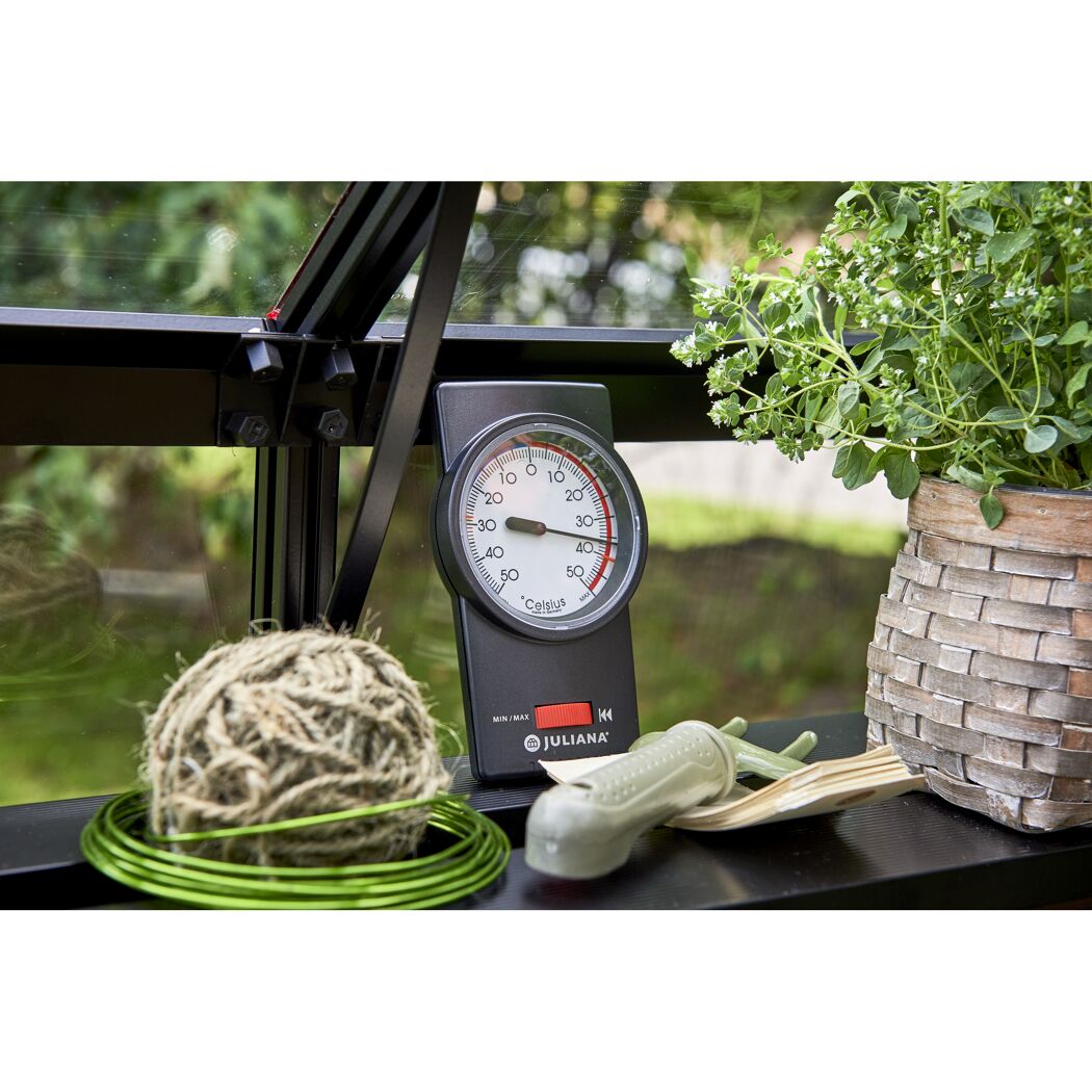 Min-Max-Thermometer für Gewächshäuser, analog, schwarz