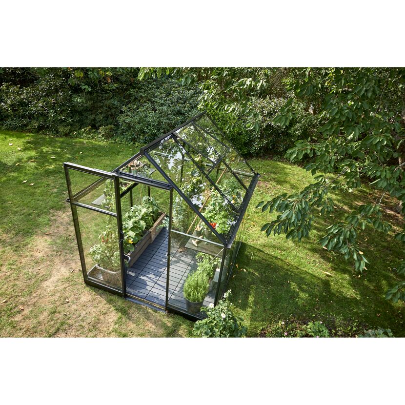 Gewächshaus 'Qube 66' 188,8 x 188,8 cm mit 3 mm Sicherheitsglas schwarz