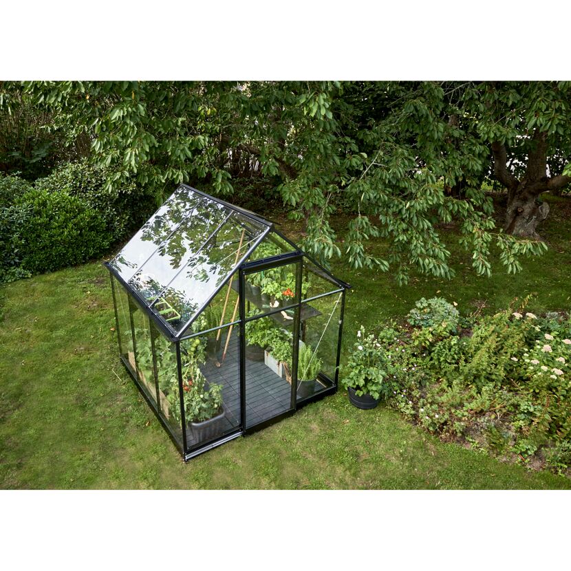 Gewächshaus 'Qube 66' 188,8 x 188,8 cm mit 3 mm Sicherheitsglas schwarz