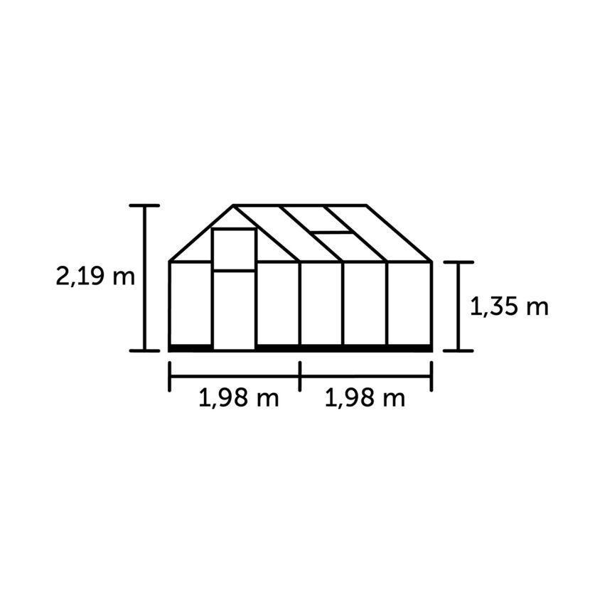 Gewächshaus 'Qube 66' 188,8 x 188,8 cm mit 3 mm Sicherheitsglas schwarz