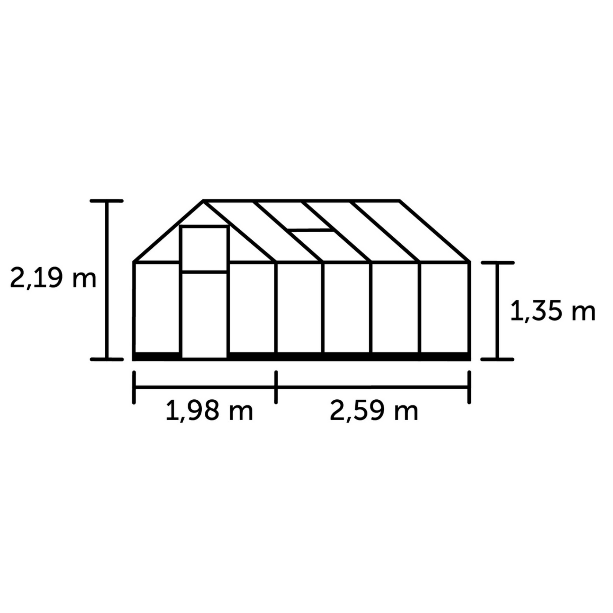 Gewächshaus 'Qube 68' 5,1 m² 188,8 x 250,7 cm 3 mm Sicherheitsglas schwarz + product picture