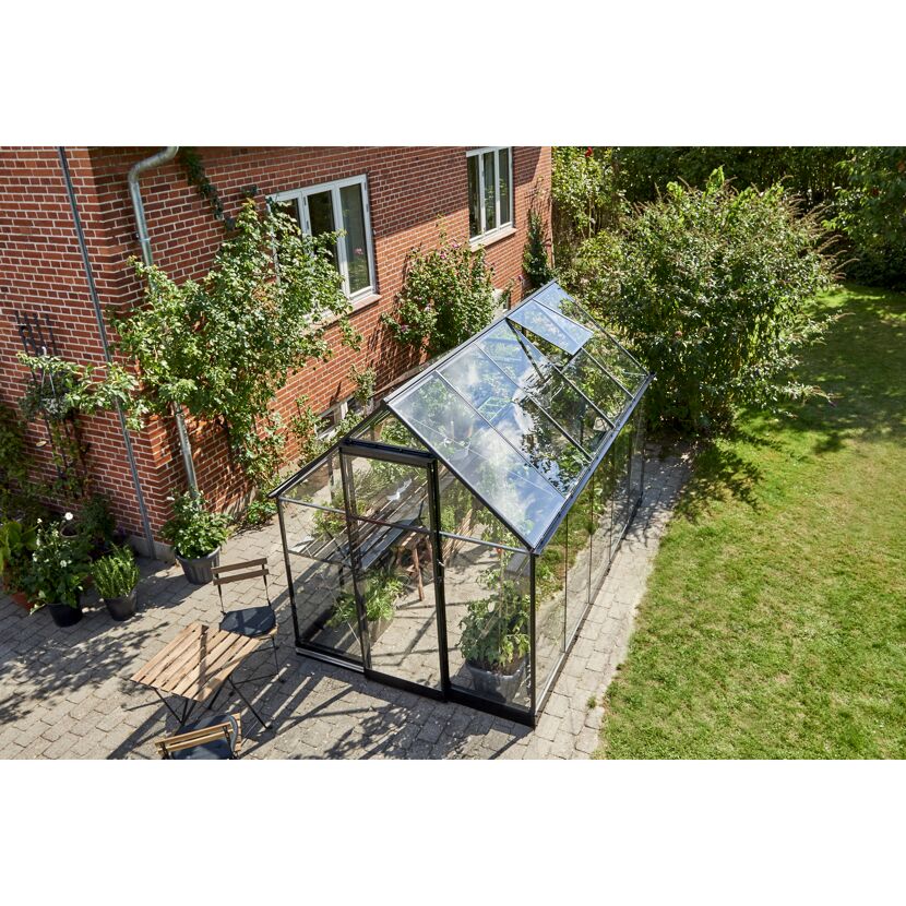 Gewächshaus 'Qube 610' 188,8 x 312,6 cm mit 3 mm Sicherheitsglas schwarz