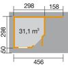Abmessungen des weka Gartenhauses Komf Des h 213 s 213 A u Gr