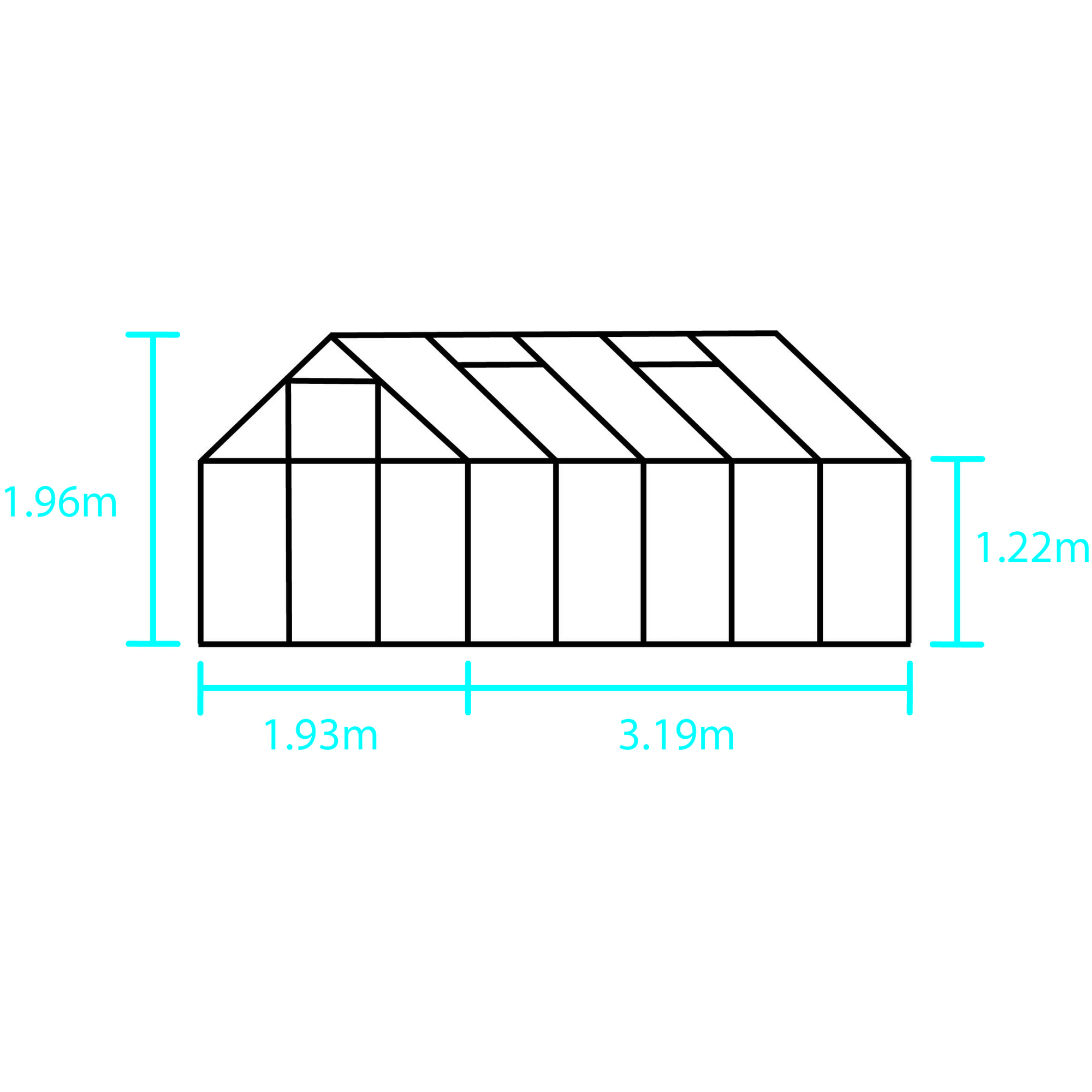 Halls Gewächshaus ‹Popular 106› 6,2 m², 4 mm Stegdoppelplatten, Alu