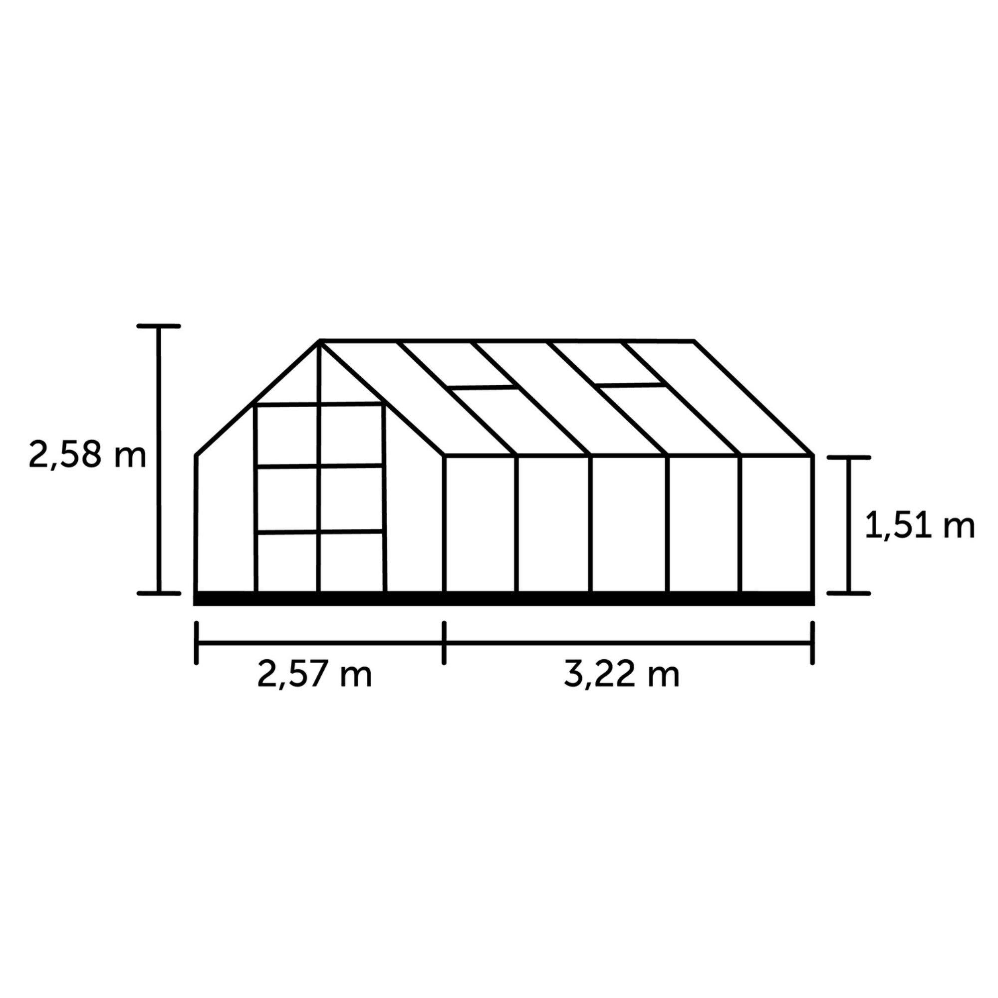 Gewächshaus 'Magnum 108' 8,3 m² 257 x 322 cm 3 mm Sicherheitsglas aluminiumfarben + product picture