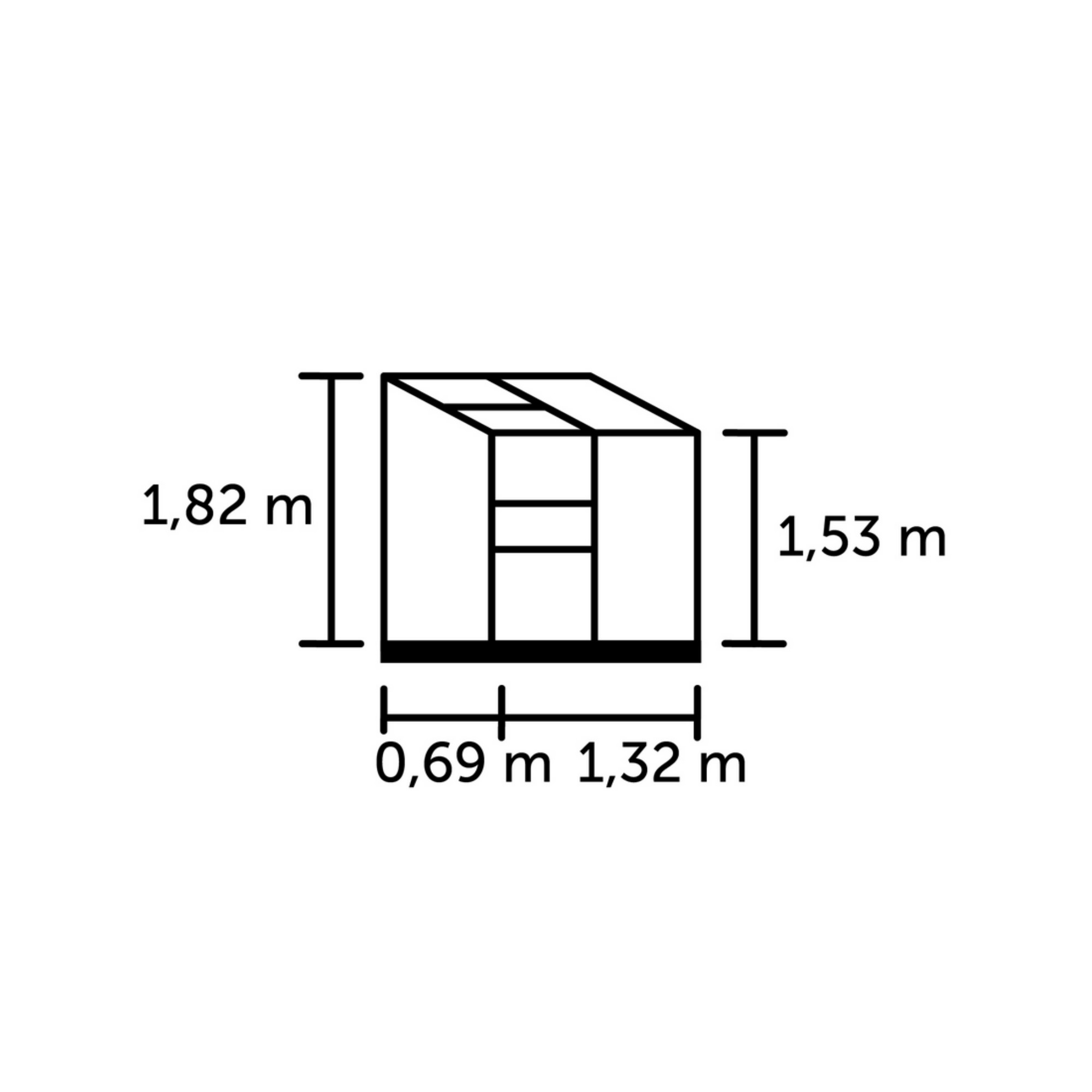 Anlehngewächshaus 'Altan 2' 0,91 m² 132 x 69 cm 3 mm Blankglas aluminiumfarben + product picture
