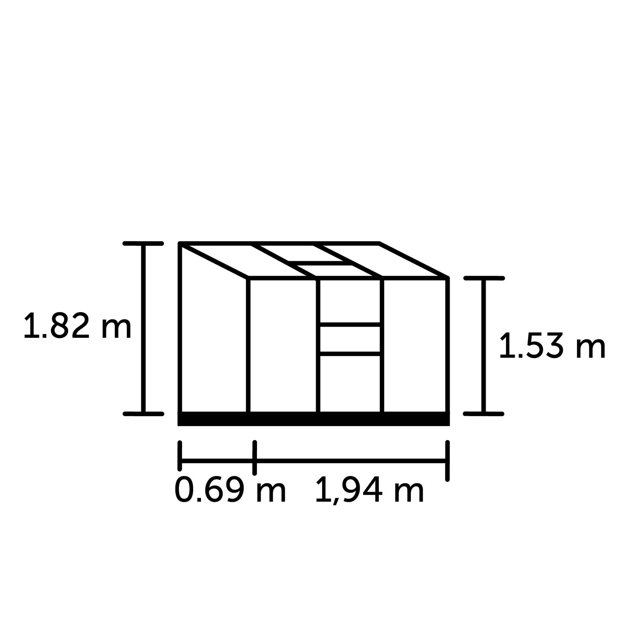 Anlehngewächshaus 'Altan 3' 1,33 m² 132 x 69 cm 3 mm Blankglas aluminiumfarben + product picture