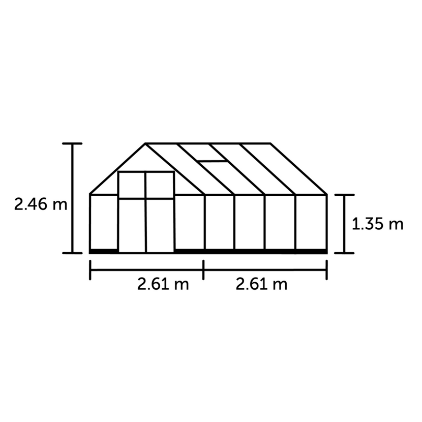 Gewächshaus Qube plus 88 mit Maßen