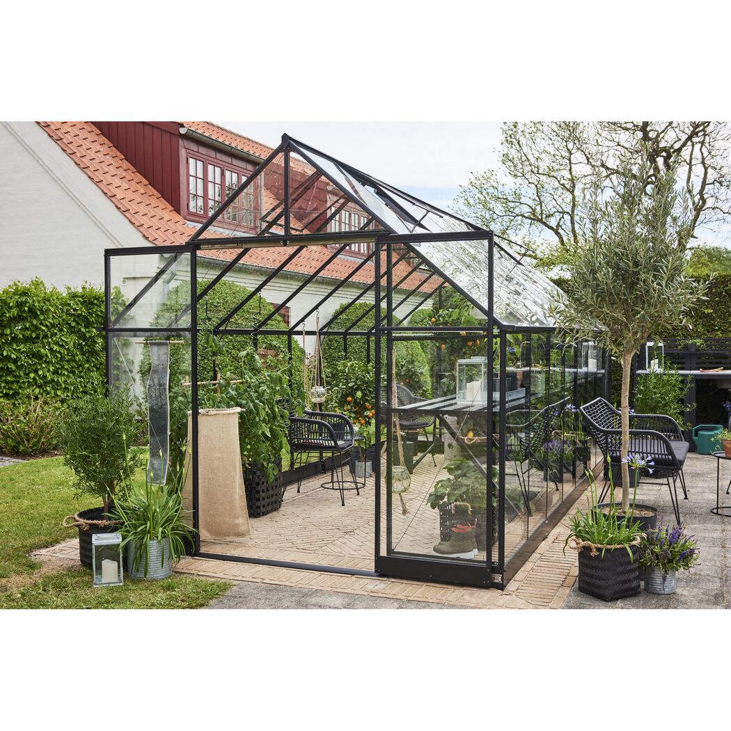 Gewächshaus 'Qube+ 816' 251 x 498 cm mit 3 mm Sicherheitsglas schwarz