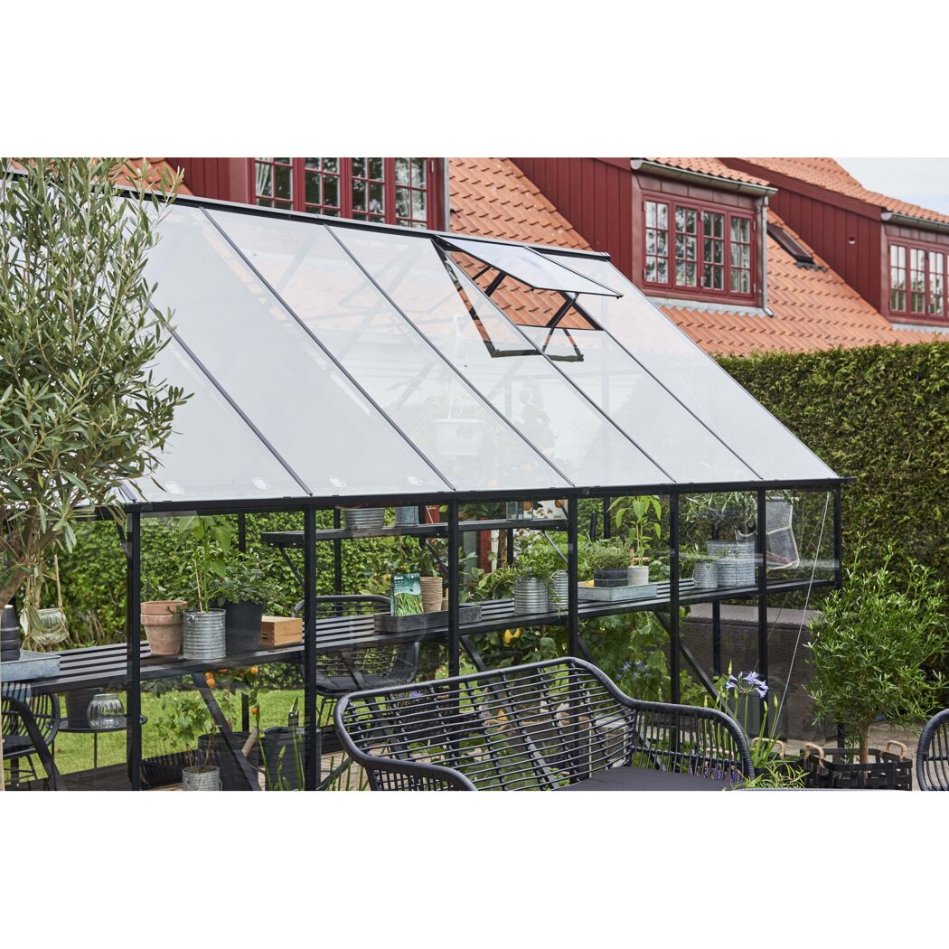 Gewächshaus 'Qube+ 816' 251 x 498 cm mit 3 mm Sicherheitsglas schwarz