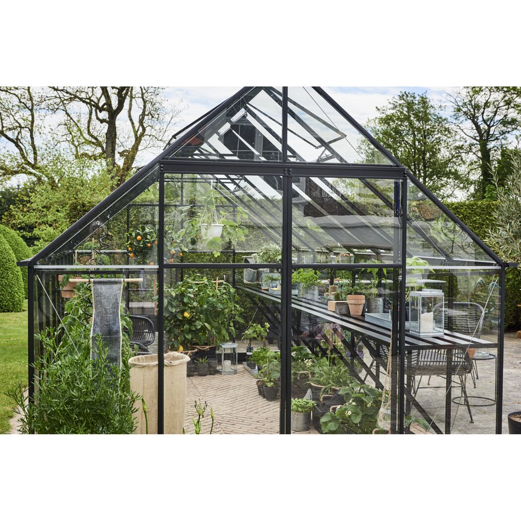 Gewächshaus 'Qube+ 816' 251 x 498 cm mit 3 mm Sicherheitsglas schwarz