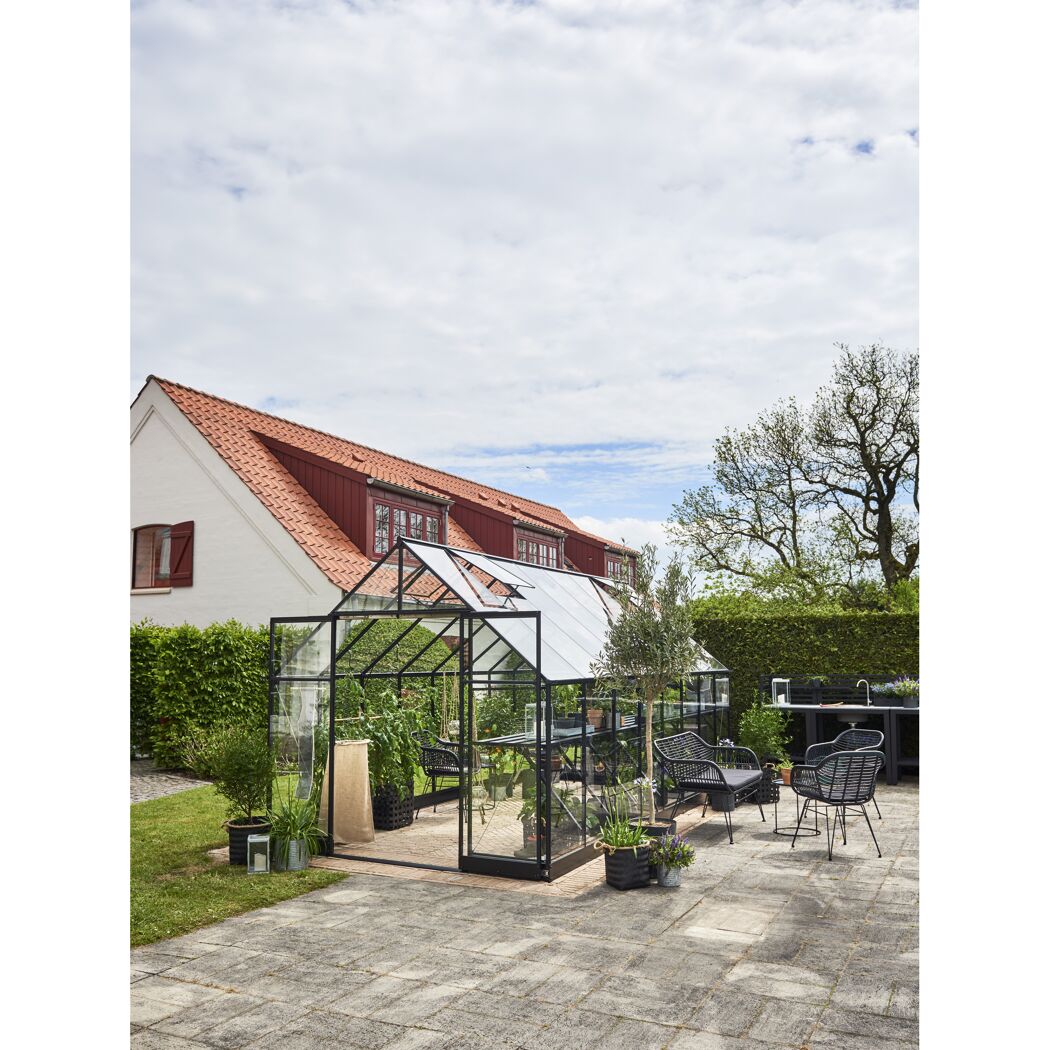 Gewächshaus 'Qube+ 816' 251 x 498 cm mit 3 mm Sicherheitsglas schwarz