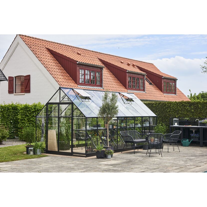 Gewächshaus 'Qube+ 816' 251 x 498 cm mit 3 mm Sicherheitsglas schwarz