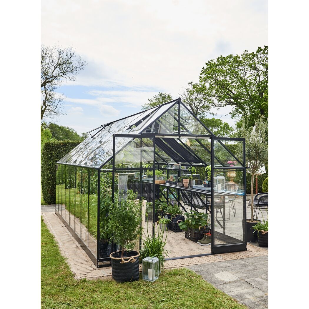 Gewächshaus 'Qube+ 816' 251 x 498 cm mit 3 mm Sicherheitsglas schwarz