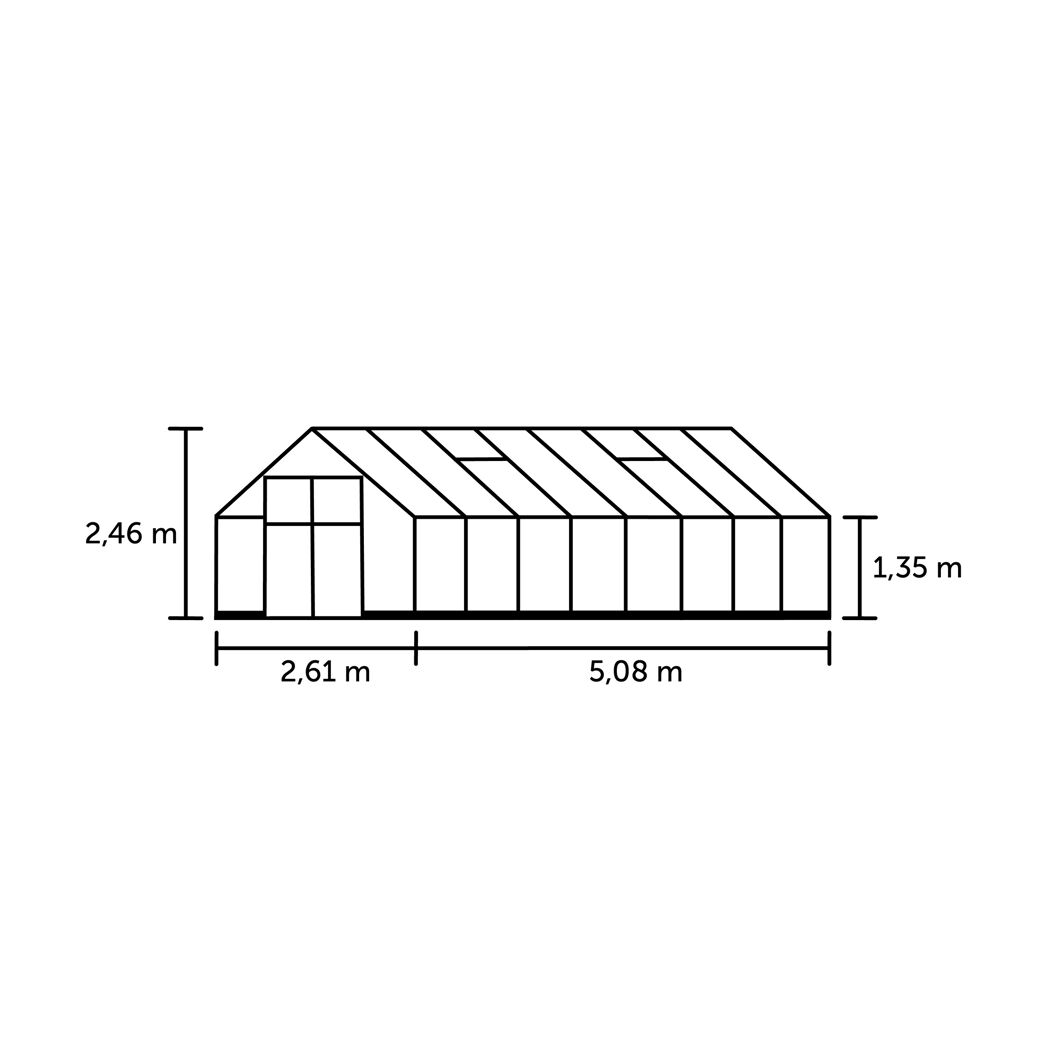 Gewächshaus 'Qube+ 816' 251 x 498 cm mit 3 mm Sicherheitsglas schwarz