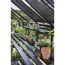 Gewächshausregal Qube schwarz mit Kräutern und Gartenutensilien