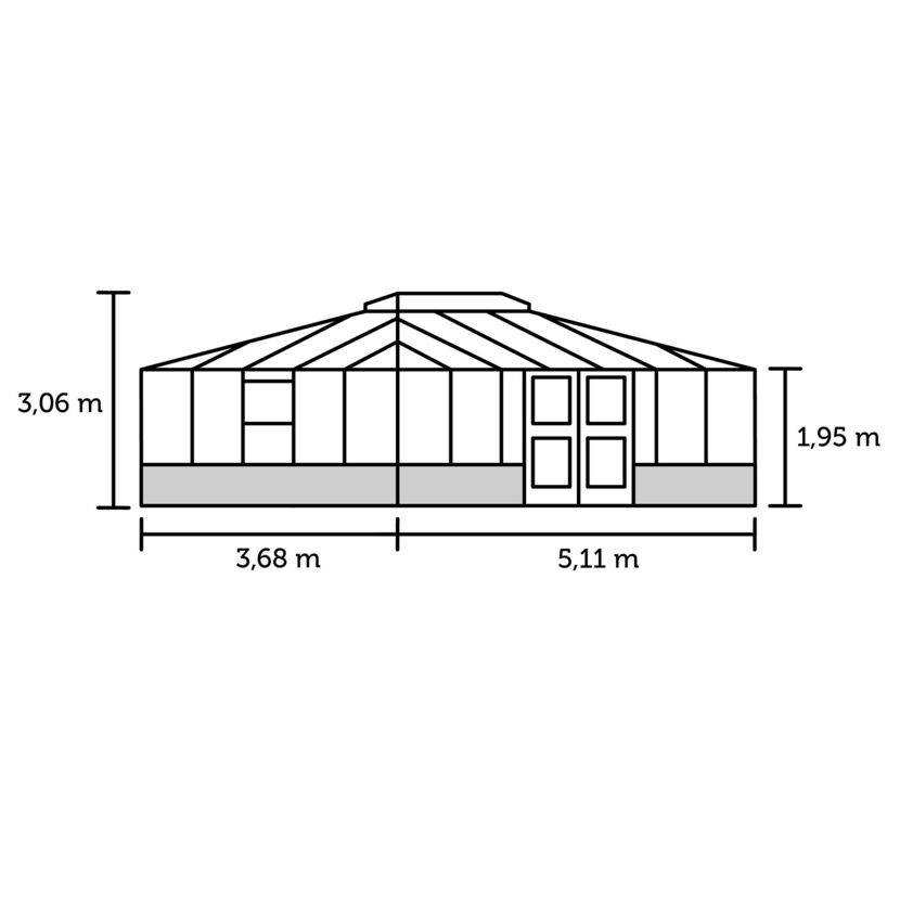 Gewächshaus Grand Oase mit Maßen