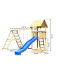 Kinderspielturm 'Lotti' Doppelschaukelanbau Klettergerüst Rutsche blau