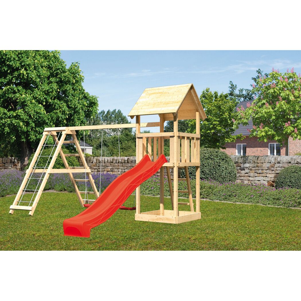 Spielturm mit Rutsche und Klettergerüst