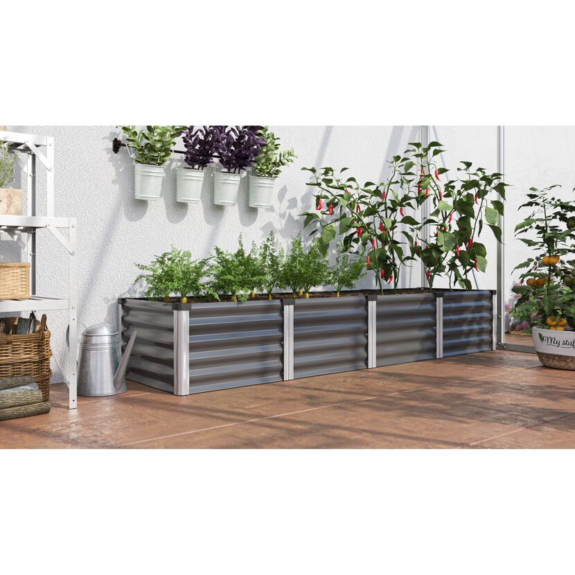 Hochbeet 'Linus In & Out 401 L' 245 x 40 x 65 cm granitfarben