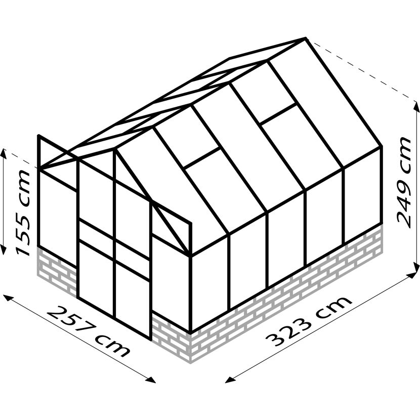 Gewächshaus Cassandra 8300 mit Maßen