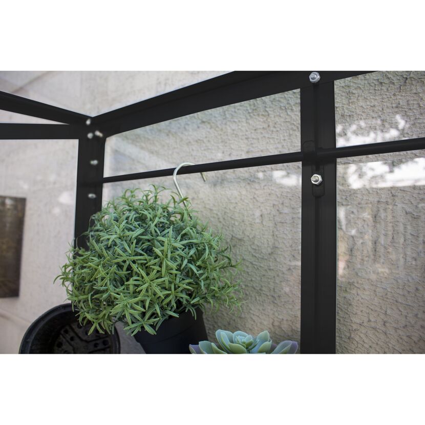 Balkon-Gewächshaus 'Polis 350' 80,6 x 42,1 cm mit 3 mm Sicherheitsglas schwarz