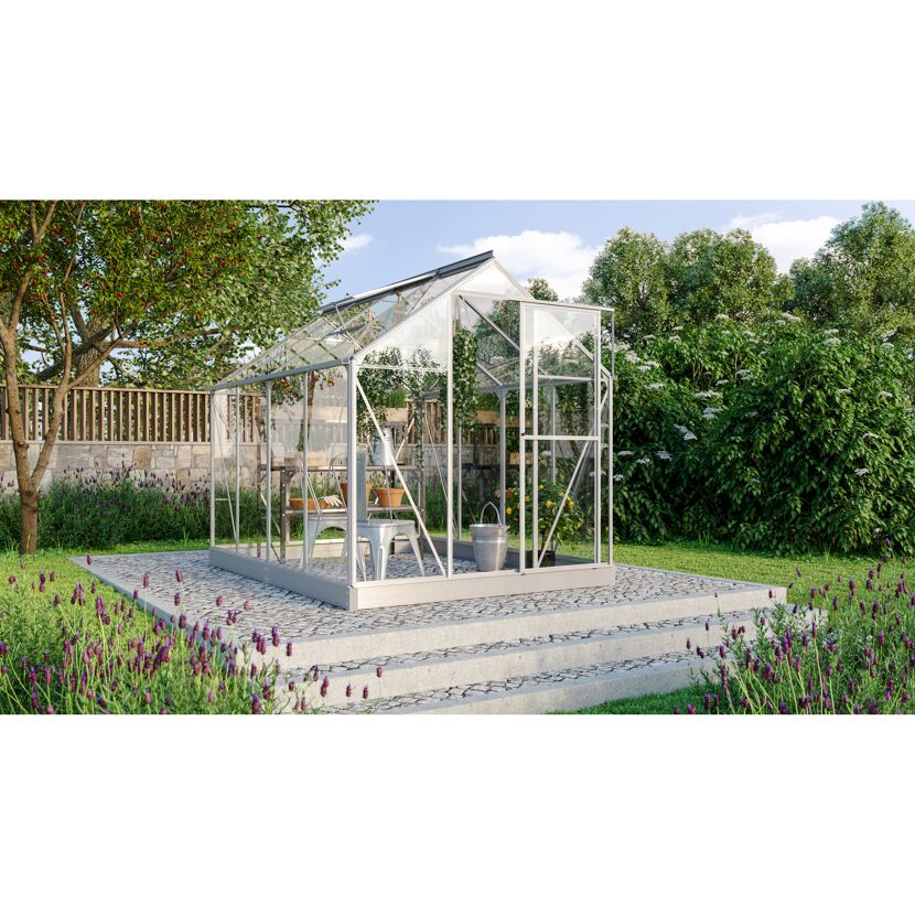 Gewächshaus 'Triton 5000' 190,4 x 253,5 cm mit 3 mm Sicherheitsglas aluminiumfarben