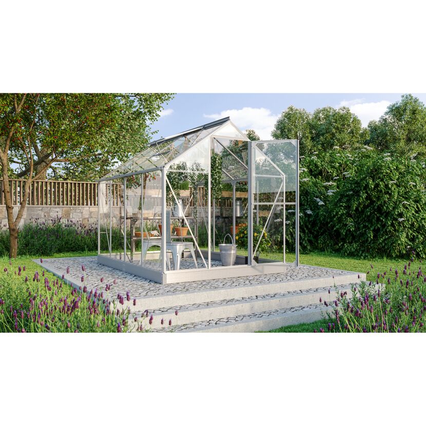 Gewächshaus 'Triton 5000' 190,4 x 253,5 cm mit 3 mm Sicherheitsglas aluminiumfarben