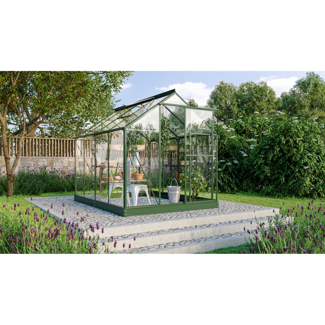 Gewächshaus Triton 5000 ESG smaragd im Garten