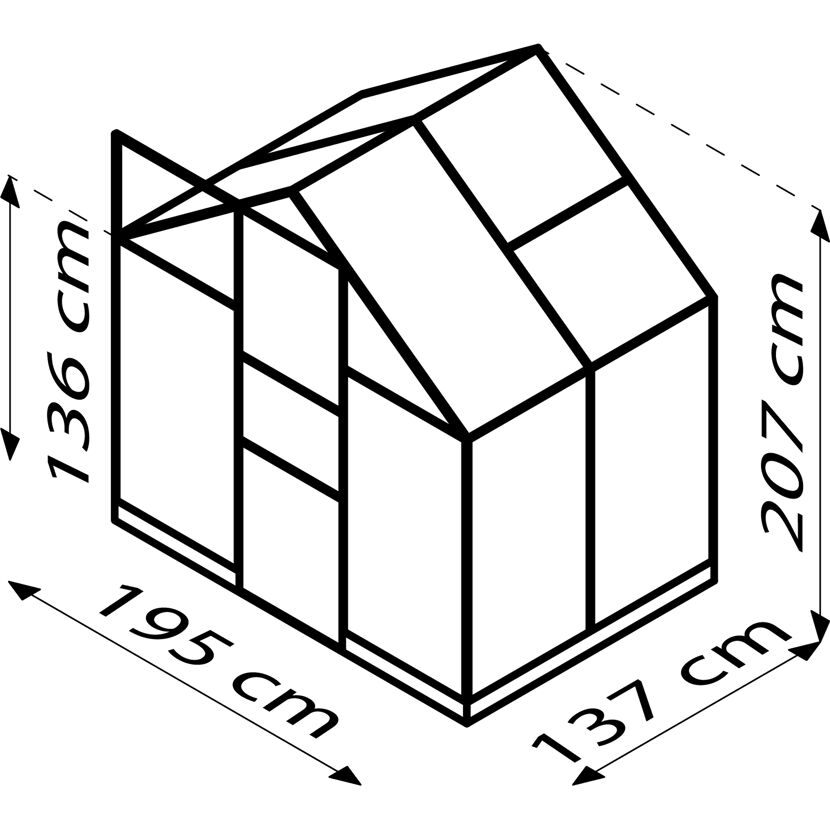 Gewächshaus mit Maßen