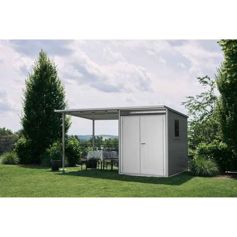 Gerätehaus 'AvantGarde' Gr. A2 silber-metallic 180 x 260 cm mit Doppeltür schmal